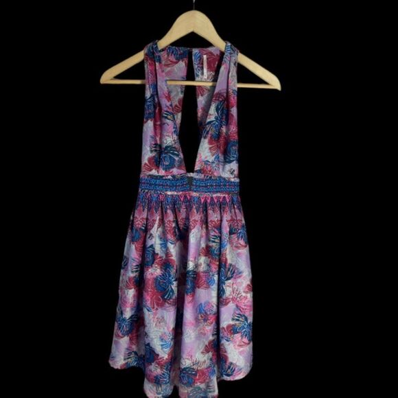 Free People Daydreamin' Pink/Purple Print Mini Dress Sz XS - Picture 2 of 9
